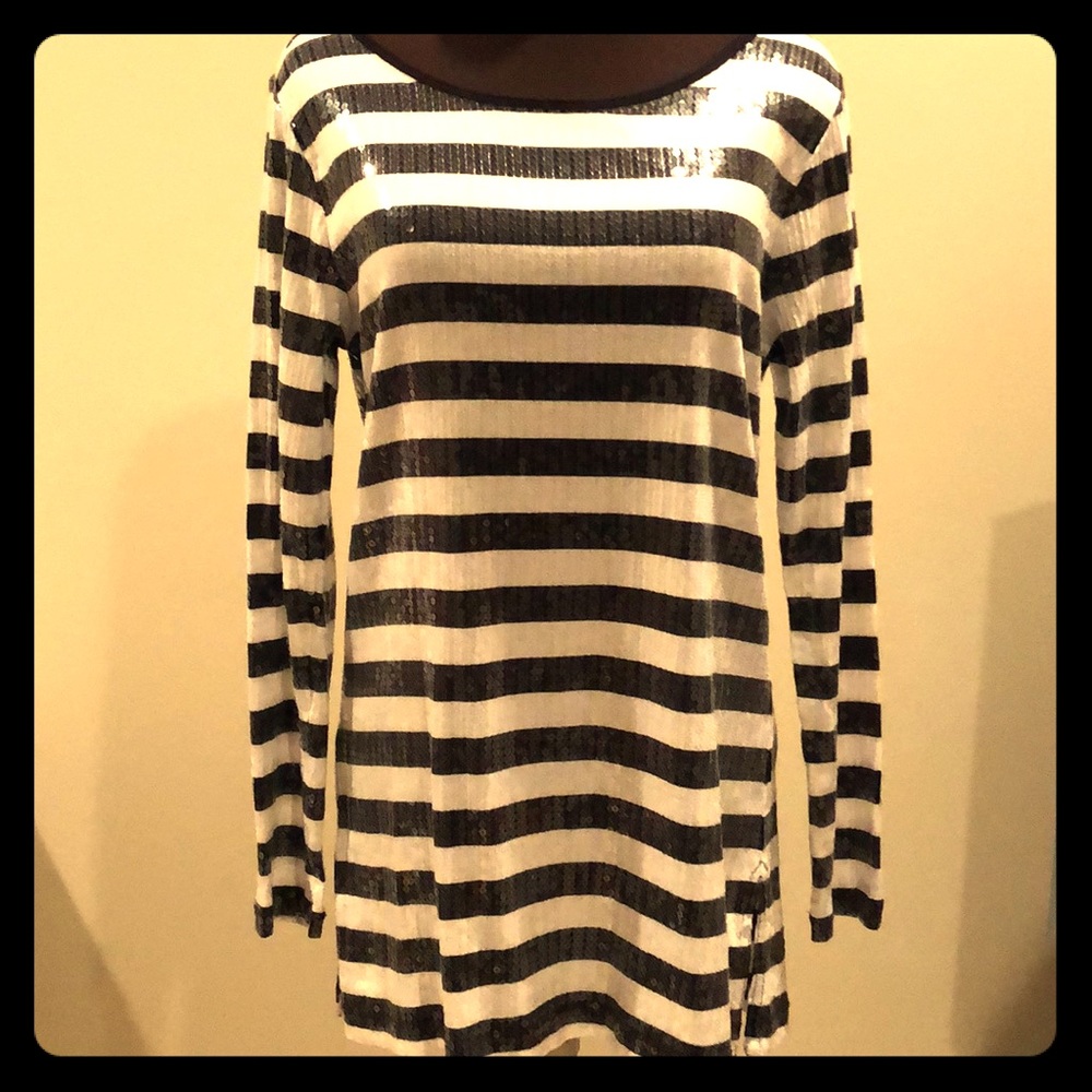 COPY - Black and White Sequined Top